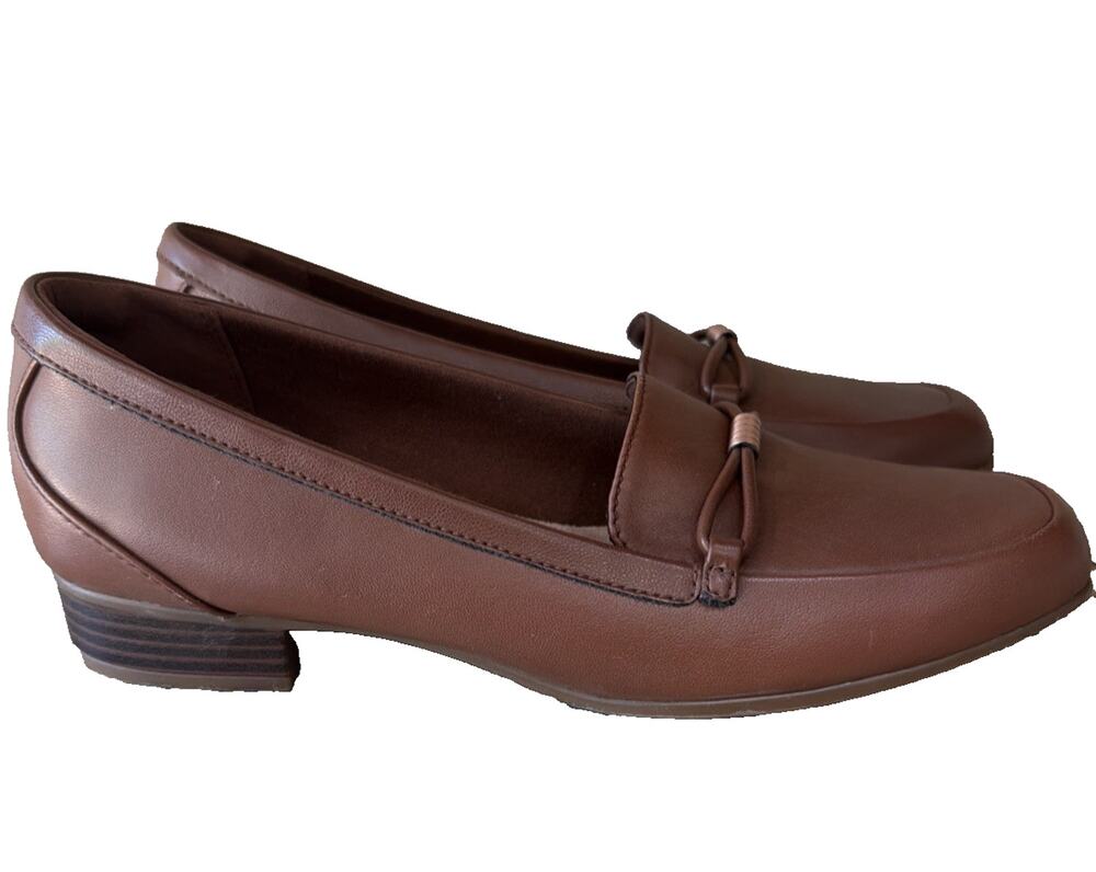 Clarks Collection Juliet Shine Loafers Women's 8 Caramel Leather Comfort NWT